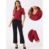 Allegra K Women's Peter Pan Collar Puff Short Sleeve Button Chiffon Blouse - 2 of 4