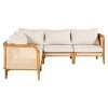 5-Piece Outdoor Sectional Sofas Set,V-Shaped Acacia Wood Patio Sectional with Cushions,Wicker Outdoor Sectional Sofa for Balcony-Coolbibila - 2 of 4