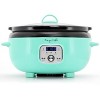 MegaChef 6.5 Liter Oval Electric Slow Cooker in Turquoise with Black Pot - 2 of 4