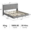 Floating Bed Frame with LED Lights Upholstered Platform Bed Frame with Charging Station and Storage Headboard No Box Spring Needed - 2 of 4