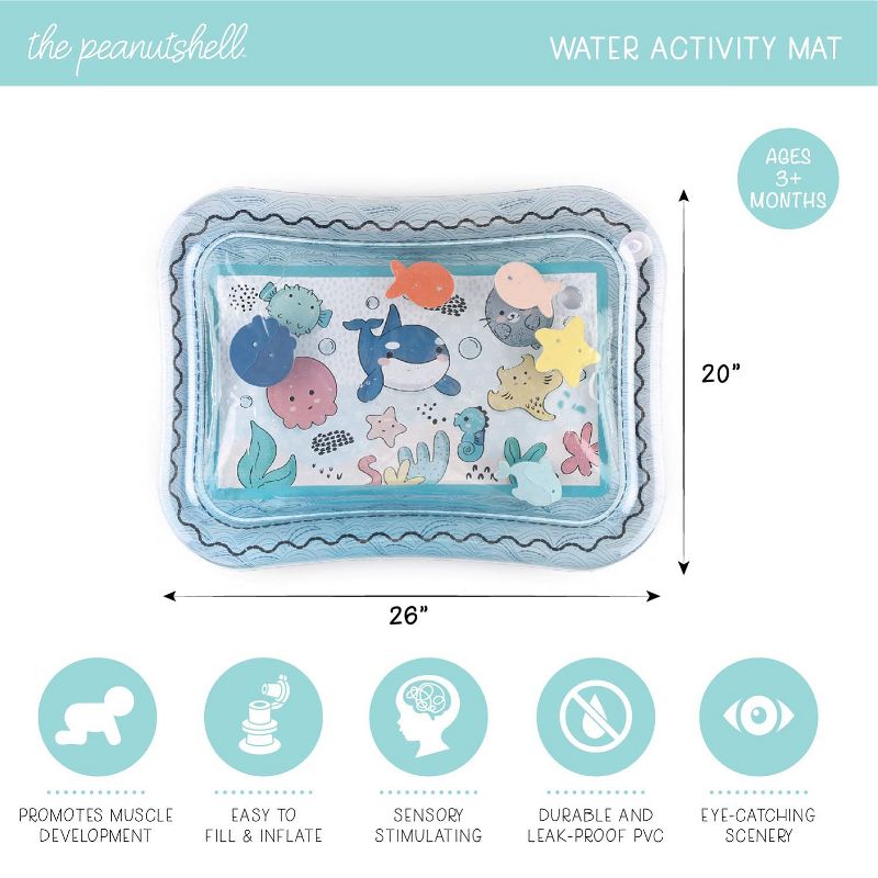 The Peanutshell Sea Life Tummy Time Water Play Mat, Inflatable Sensory Development Toy, 4 of 8