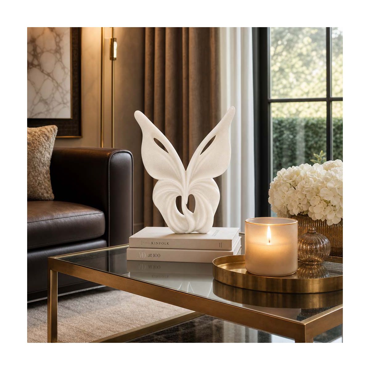 Elegant Resin Butterfly Statue Figurine for Home Decor - Sculpture Decorative Object for Bathroom, Office, and Living Room Accent - thumbnail 4
