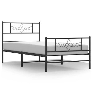 vidaXL 12" Black Twin XL Metal Bed Frame with Headboard & Footboard No Mattress - 1 of 4