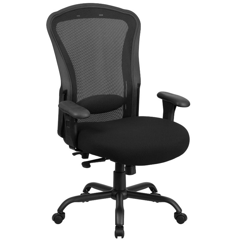 Flash Furniture HERCULES Series 24/7 Intensive Use Big & Tall 400 lb. Rated Black Mesh Multifunction Synchro-Tilt Ergonomic Office Chair, 1 of 9