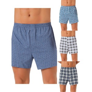 INSPIRE CHIC Men's 4 Pack Elastic Waistband Plaid Pattern Boxer Shorts - 1 of 4
