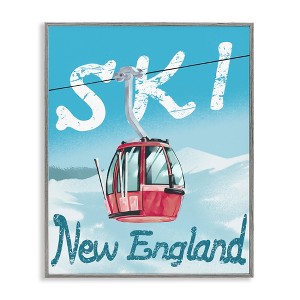 Stupell Industries Ski New England Red Winter Trolly Mountains Framed Giclee Art, Gray, 24" x 30" - 1 of 4