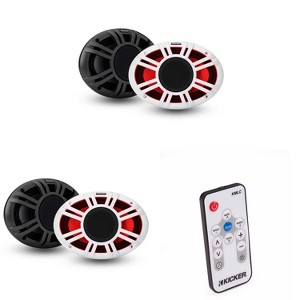 Kicker (2) 48KMXL69 6x9" 4-Ohm RGB-LED KMXL Horn-Loaded Marine Coaxial Speakers, Pairs w/ LED Remote - 1 of 4