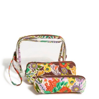 Vera Bradley Women's Outlet Clear 3 Piece Cosmetic Toiletry Bag Set