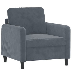 vidaXL Dark Gray Velvet Sofa Chair - Comfortable Padded Seat - Stable Metal Frame - Modern Design - Ideal for Living Room, Lounge, or Office - 1 of 4