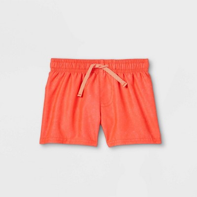 Baby Boys' Solid Swim Shorts - Cat & Jack™ Neon Orange 0-3M
