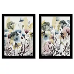 Watercolor Wildflower by World Art Group Set of 2 Framed Diptych Wall Art Set - Americanflat