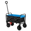 FURNIinspire Wheelbarrows And Lawn Carts Folding Wagon Garden Cart, Lawn Cart With Solid Wheels And Handle, Black And Blue, 30“*15"*36" - 2 of 4