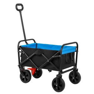 VYNXARIA Mini Folding Wagon Garden Shopping Beach Cart (black+blue+brake) - 1 of 4