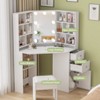 Corner Makeup Vanity Desk with Lighted Mirror, White Vanity Set, 3 Lighting Modes - 3 of 4