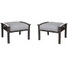 Heynemo 2 Pieces Metal Outdoor Patio Ottoman Set, Outdoor Foot Stools with Thick Cushion, Small Seat Furniture for Porch Balcony Backyard, Coffee - 2 of 4