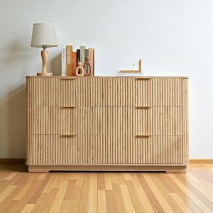 Mshliw 6 Drawer Dresser with Curved Wave Design, MDF and Particle Board Storage Cabinet TV Stand for Bedroom, Living Room, or Hallway - 1 of 4