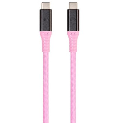 Monoprice Durable USB 3.2 Gen 2 Type C to Type C Data and Power Kevlar-Reinforced Nylon-Braid Cable - 1 Meter - Pink | 5A/100W - AtlasFlex Series