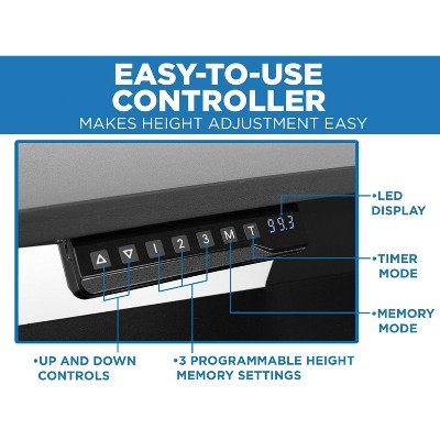 Black Electric Adjustable Standing Desk Converter with Wheels