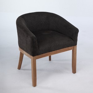 Vynxaria Mid Century Modern Upholstered Barrel Dining Chair with Arms, Black Linen, Natural Hardwood Frame, 19"W Accent Chair£¬ Single Pack - 1 of 4