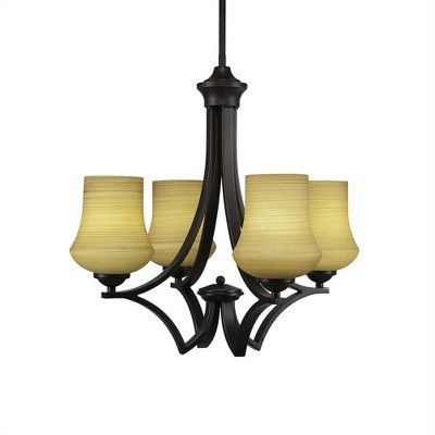 Toltec Lighting Zilo 4 - Light Chandelier in  Dark Granite with 5.5" Zilo Cayenne Linen  Shade