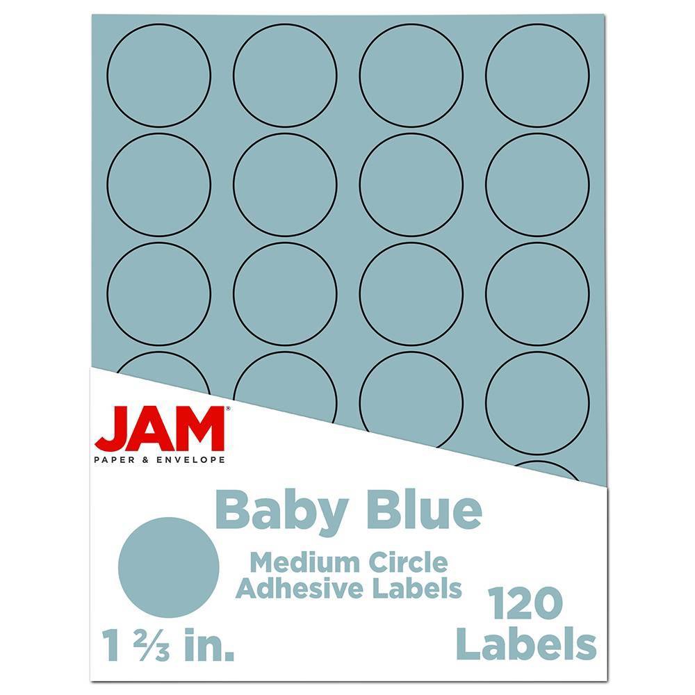 JAM Paper Circle Sticker Seals 1 2/3" 120ct - Light Blue: Multipurpose Labels, Envelope Seals, Paper, 1.66" Diameter