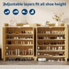 Rattan Shoe Cabinet for Entryway, 5 Tier Wooden Shoe Organizer with Adjustable Shelf, 41" Tall Freestanding Shoe Rack for Hallway Living Room - 4 of 4