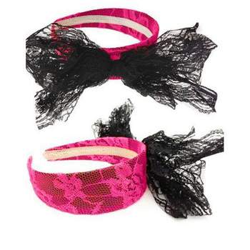 Forum Novelties Women's Pink Lace 80s Bow Headband