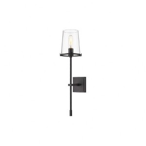 Callista 1-Light Wall Sconce - Hand-Crafted Glass & Steel, Dimmable, Damp Rated, 26" Tall - 1 of 4