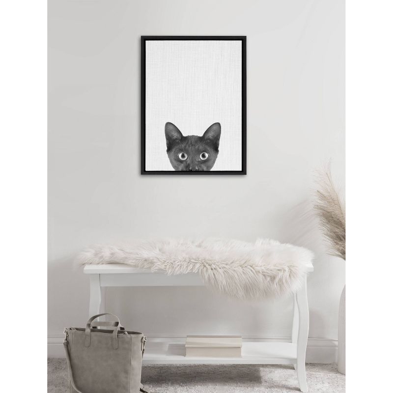 Kate &#38; Laurel All Things Decor 18&#34;x24&#34; Sylvie Black Kitten Framed Canvas Wall Art by Simon Te of Tai Prints Black Cute Cat Portrait, 4 of 6