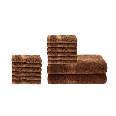 4 Piece Bath Towel Set, Rayon From Bamboo And Cotton, Plush And Thick,  Solid Terry Towels With Dobby Border, Cocoa - Blue Nile Mills : Target