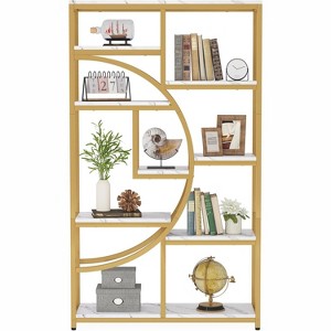 Tribesigns Freestanding 5 Tier Etagere Bookcase, Storage Organizer with 9-Open Storage Shelf for Living Room, Brown - 1 of 4