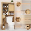 Over The Toilet Storage Cabinet with Sliding Door & Paper Holder Stand, Space-Saving Rack - 3 of 4