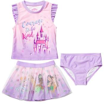 Disney Princess Moana Jasmine Cinderella Girls Tankini Top Modest Swimsuit Skirt and Bikini Bottom 3 Piece Toddler to Big Kid