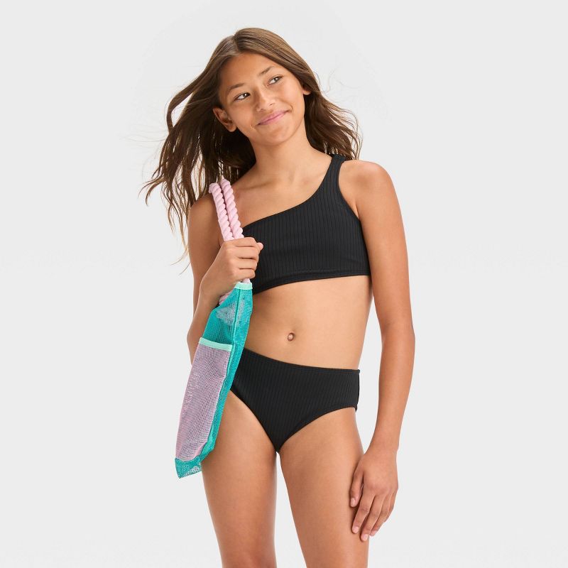 Girls' 'Ride the Wave' Solid Bikini Swim Bottom - art class™, 3 of 4