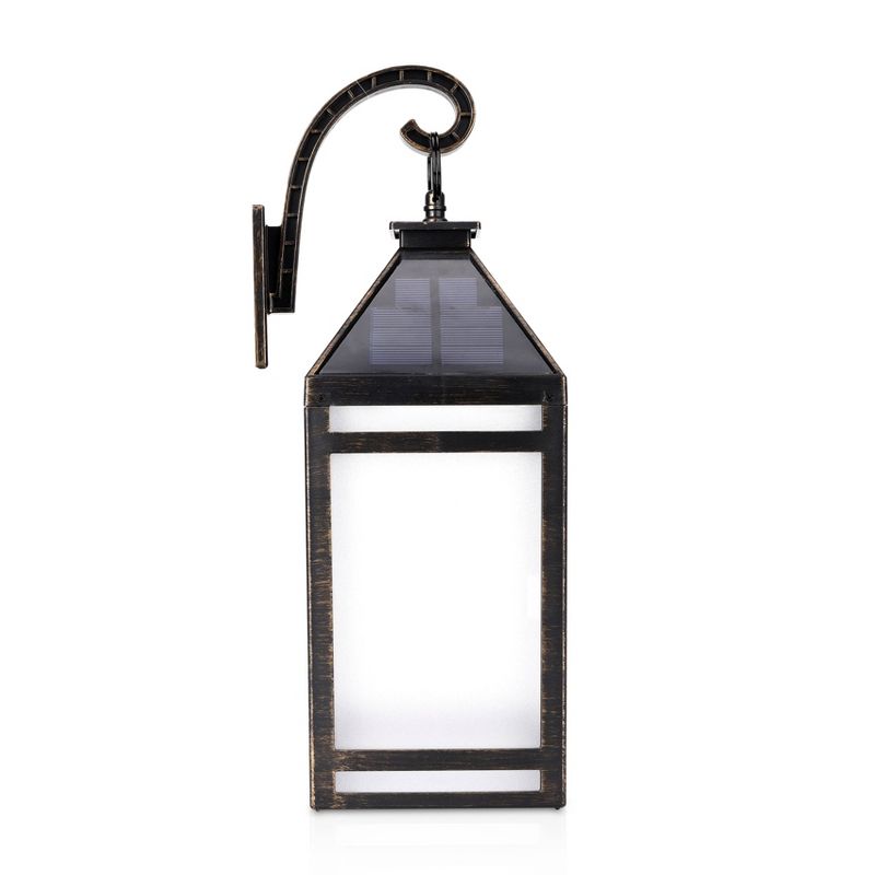 Solar Portable Hanging Outdoor Lantern with Hanger and Frosted Panel Black - Techko Maid, 3 of 11