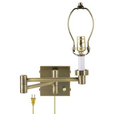 Barnes and Ivy Modern Swing Arm Wall Lamp Base Dark Antique Brass Plug-In Light Fixture for Bedroom Bedside Living Room Reading