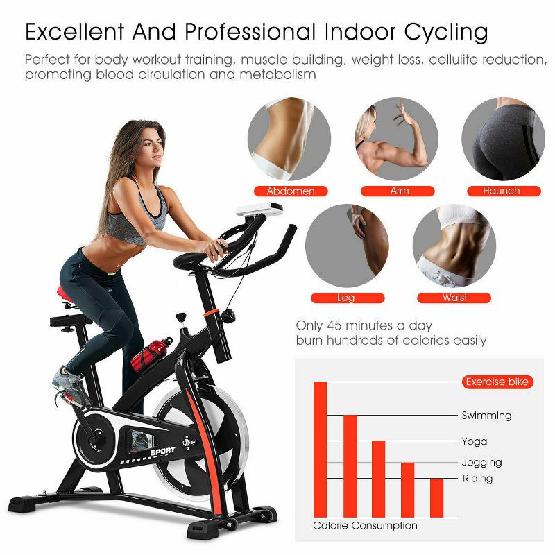 Costway Exercise Bicycle Indoor Bike Cycling Cardio Adjustable Gym Workout Fitness Home, 3 of 10
