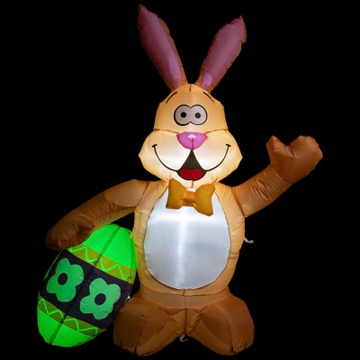 48" Inflatable LED Lighted Easter Bunny with Egg Outdoor Decoration