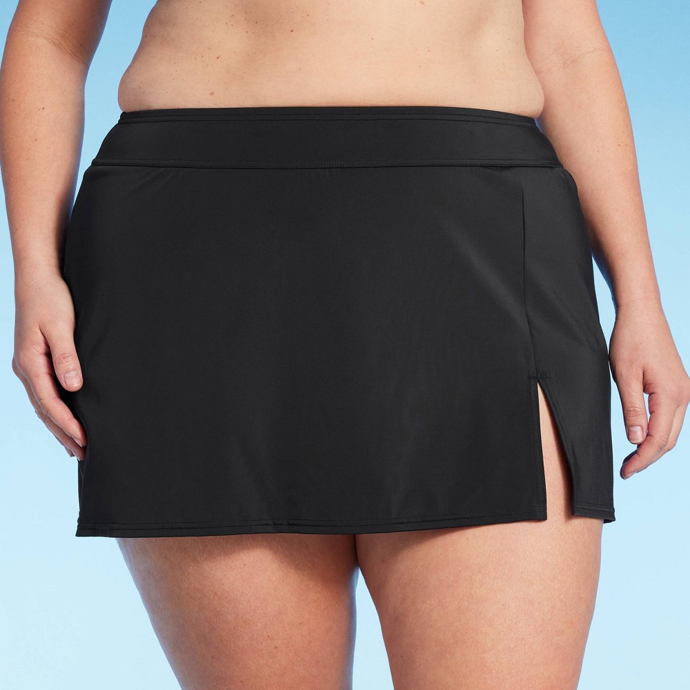 Photos - Swimwear Lands End Lands' End Women's UPF 50 Tummy Control Swim Skirt - Black 1X 