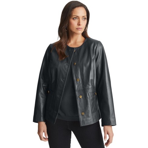 Jessica London Women's Plus Size Leather Lady Jacket - image 1 of 4