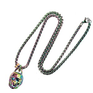 Crucible Men's Large 25mm Skull Stainless Steel Necklace - 24" - 1 of 4
