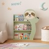 KWPZQEB 3-Tier Kids Bookshelf, Front-Facing/Green- Premium Book Shelf for Kids Rooms with Sloth Design - Toddler Book Display Rack - 2 of 4