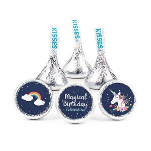 100ct Unicorn Birthday Candy Party Favors Hershey's Kisses Milk Chocolate DIY (100 Candies + 1 Sheet Stickers) - Assembly Required - by Just Candy - 1 of 1