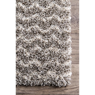 Cuellar Chevron Dark Gray 79" Easy-Care Shag Area Rug