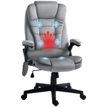 HOMCOM 6 Point Vibrating Massage Office Chair with Heat, Velvet High Back Executive Office Chair with Reclining Backrest, Armrests