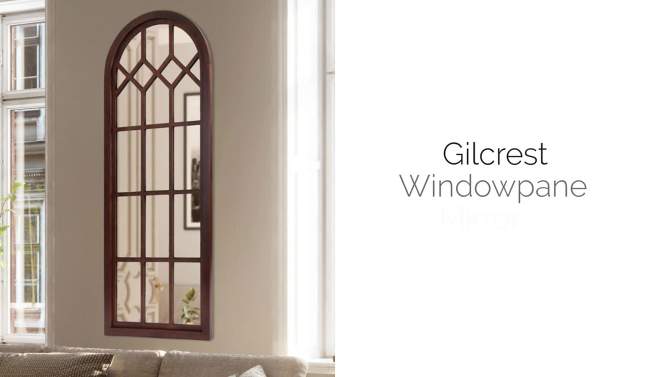 18&#34; x 47&#34; Gilcrest Windowpane Wall Mirror Rustic Brown - Kate &#38; Laurel All Things Decor, 2 of 8, play video