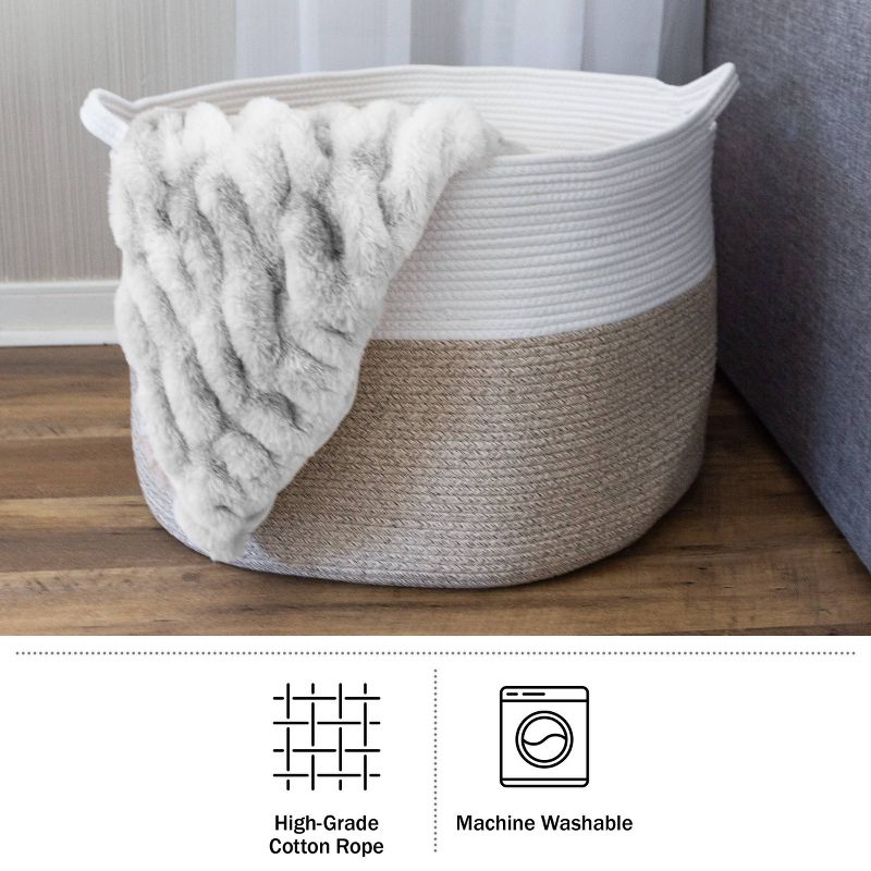 Home-Complete XL Woven Rope Basket Natural, 5 of 8