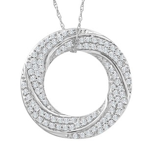 Pompeii3 5/8Ct Diamond Circle Pendant 10k White Gold Women's Necklace 1" Tall - 1 of 4