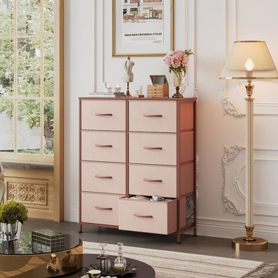 Tall 8-Drawer Fabric Dresser, Storage Tower with Fabric Bins, Double Chest of Drawers Organizer,