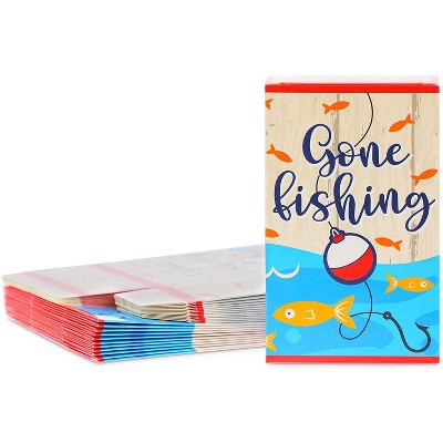 Blue Panda 24-Pack "Gone Fishing" Party Favors Treat Boxes for Kids Birthday, Baby Shower, 4 x 6.5 x 2.5 in